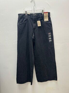 K-199 Levis 94 Baggy Wide Leg Jeans 30x31 Black Denim Mid-Rise Loose Fit
